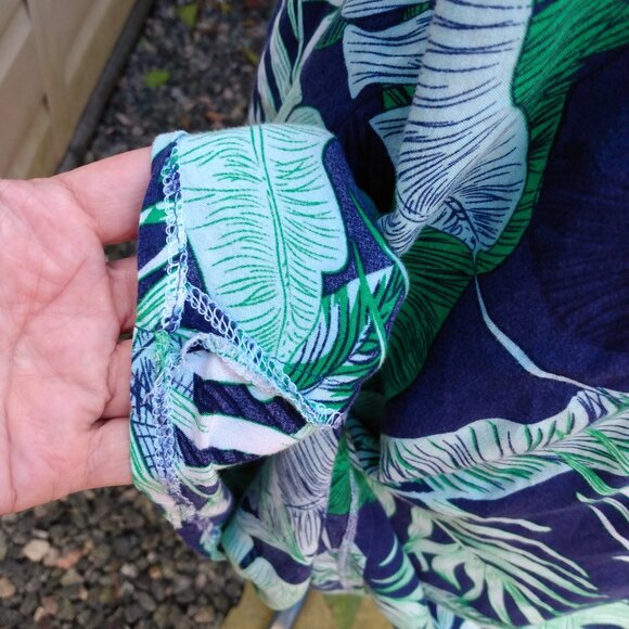 Amish Mennonite Cape Dress 42" Bust 38" Waist Rayon Blue Green Handmade Modest - Picture 7 of 10